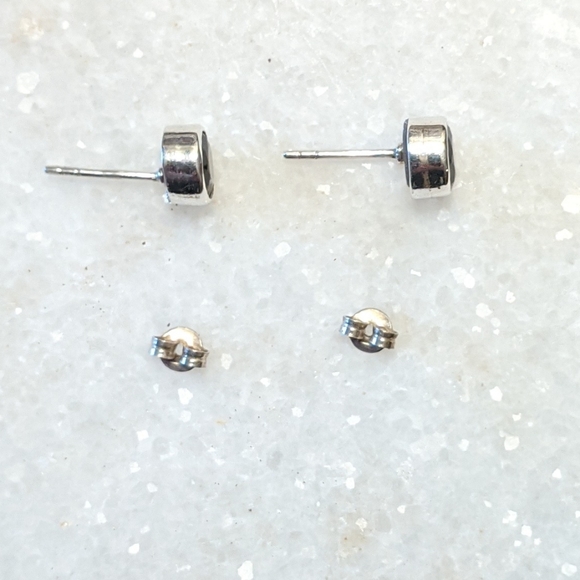 Sterling Garnet Large Stud Earrings - Picture 9 of 10